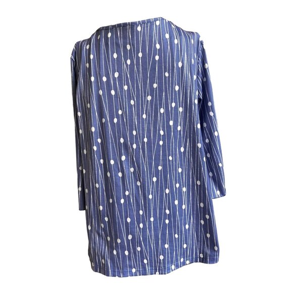 NoraCora Tunic Top XL Blue White Polkadot Jersey Fabric Button Pleaded … - Picture 9 of 12